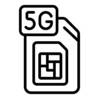 Icono de sim de red 5g, estilo de esquema vector