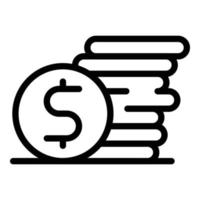 Coins icon outline vector. Dollar coin stack vector