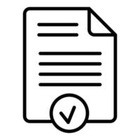 vector de contorno de icono de papel aprobado. verificación de documentos