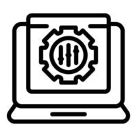 Laptop search engine icon, outline style vector