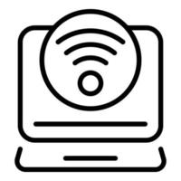 Laptop wifi icon, outline style vector