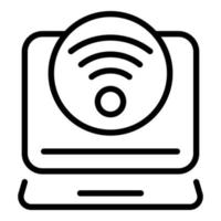 Laptop wifi icon, outline style vector