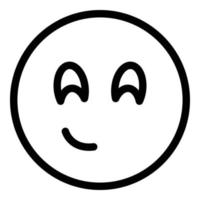 Slightly smiling face icon, outline style vector