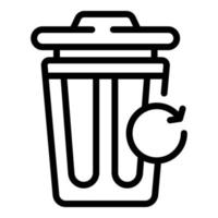 Trash bin recovery icon, outline style vector