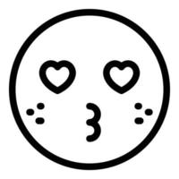 Kiss smile face icon, outline style vector