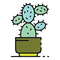 Desert cactus pot icon color outline vector