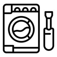 Fixing washing machine icon, outline style vector