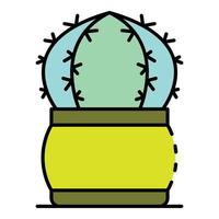 vector de contorno de color de icono de cactus de espiga