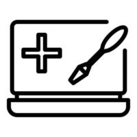 Fixing laptop icon, outline style vector