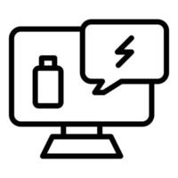 Battery computer icon, outline style vector