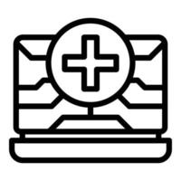 Help repair laptop icon, outline style vector