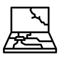 Destroyed computer con, outline style vector