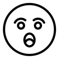 Surprised face icon, outline style vector