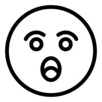 Surprised face icon, outline style vector