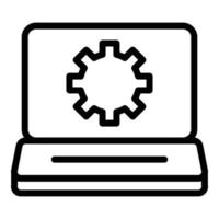 Laptop settings icon, outline style vector