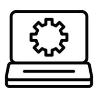 Laptop settings icon, outline style vector