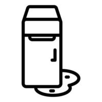 Melting refrigerator icon, outline style vector