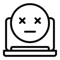 Sick laptop icon, outline style vector