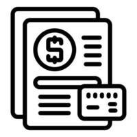 icono de papel de planificación financiera, estilo de esquema vector