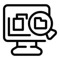 icono de filtro de contenido informático, estilo de esquema vector