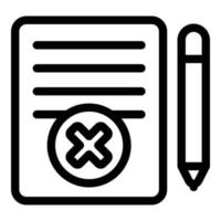 Blacklist reject document icon, outline style vector