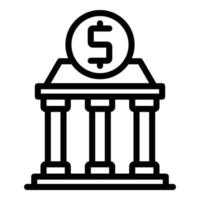 Dollar bank icon, outline style vector