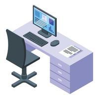 Office work icon, isometric style vector