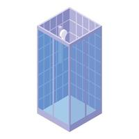 Ceramic shower stall icon, isometric style vector