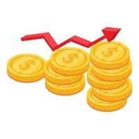 Dollar coins investments icon, isometric style vector