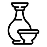 Soy sauce and bowl icon, outline style vector
