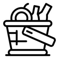 Handle picnic basket icon, outline style vector