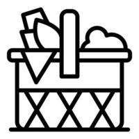 Wicker basket icon, outline style vector