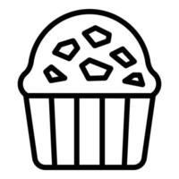 icono de muffin de chocolate, estilo de contorno vector