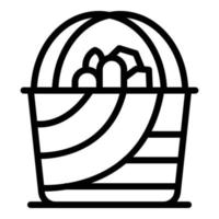 icono de cesta de picnic natural, estilo de esquema vector