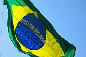 Rio de Janeiro, RJ, Brazil - 10th of December 2022 - Brazilian flag waving at the Holocaust Memorial, opened on 7th December 2022 at Pasmado Belvedere, Botafogo district. photo