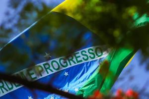 Rio de Janeiro, RJ, Brazil - 10th of December 2022 - Brazilian flag waving at the Holocaust Memorial, opened on 7th December 2022 at Pasmado Belvedere, Botafogo district. photo