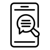 icono de chat de teléfono inteligente, estilo de esquema vector