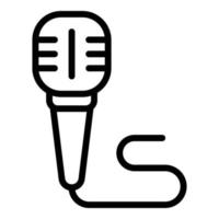 Music microphone icon, outline style vector