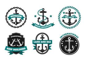 colección de logotipos de anclas de barcos vector