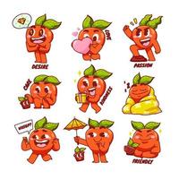 Cartoon Affection Chat Sticker Set with Cute Apple Character vector