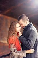 Young couple on an autumn date photo