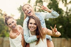 Happy group of women outdoors photo