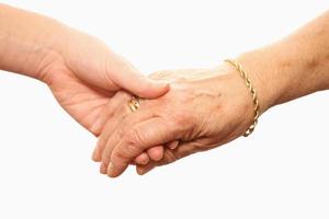 Hands holding on white background photo