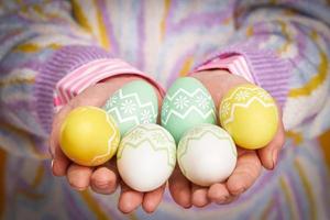 Studio shots of woman over yellow background easter style photo