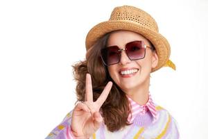 Studio shots of beautiful young woman over isolated background photo