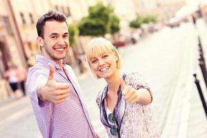 Happy couple in the city photo