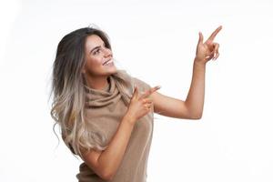 Beautiful adult woman portrait. Studio shot, isolated on white background photo