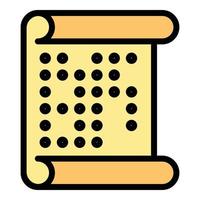 vector de contorno de color de icono de texto de papel braille