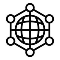 Big data globe icon, outline style vector