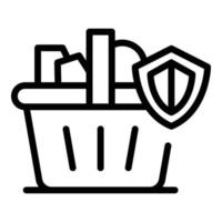 Protected shopping icon, outline style vector